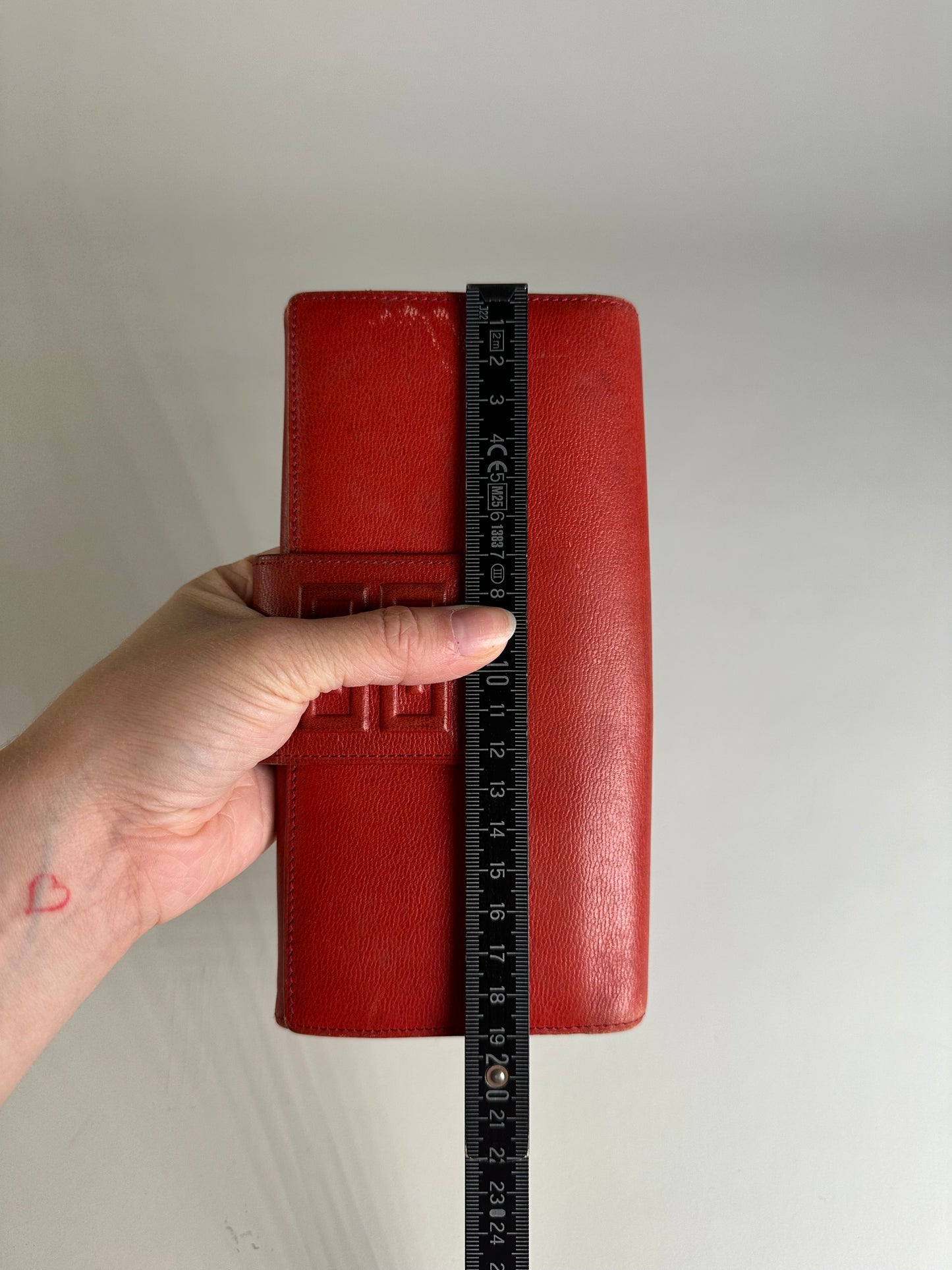 Vintage Givenchy Leather Wallet Red Gold-tone Clasp