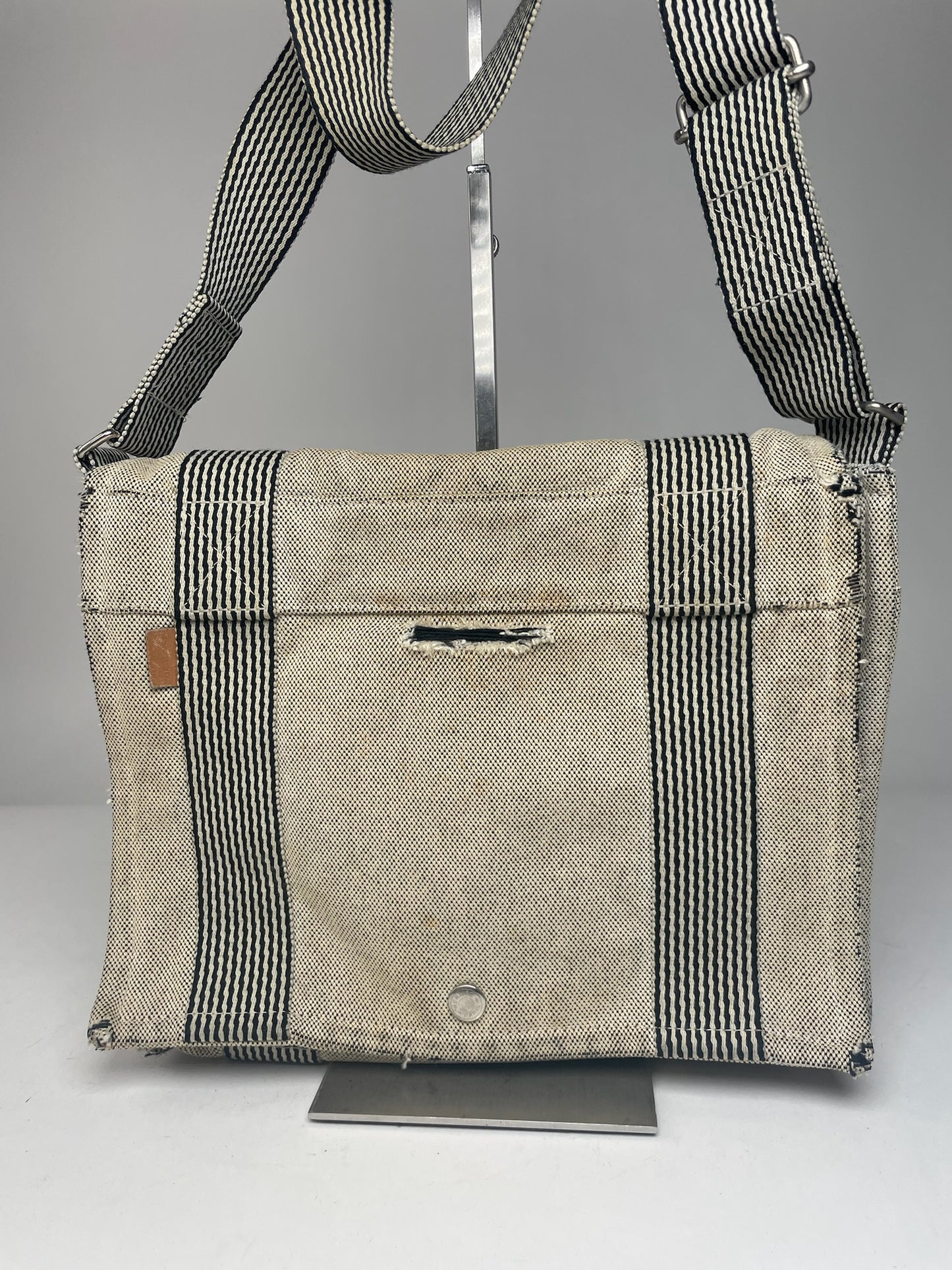 Vintage Hermes Canvas Shoulder Bag Beige