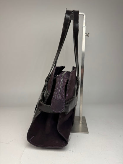 Vintage Marni Suede Patent Leather Handbag Purple
