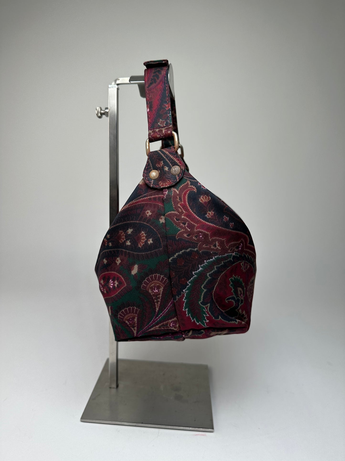 Vintage Etro Paisley Jacquard Cotton Shoulder Bag Purple Green