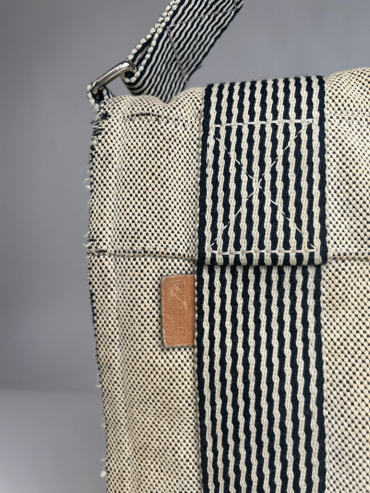 Vintage Hermes Canvas Shoulder Bag Beige