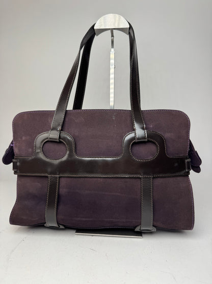 Vintage Marni Suede Patent Leather Handbag Purple