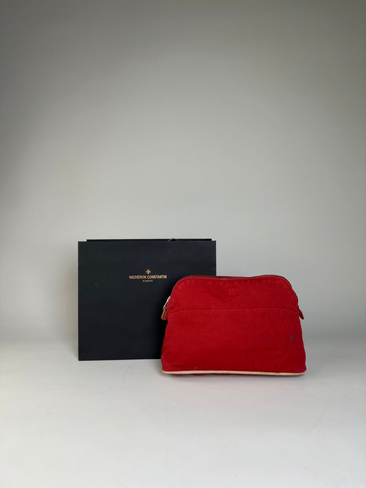 Vintage Hermes Cotton Canvas Pouch Red