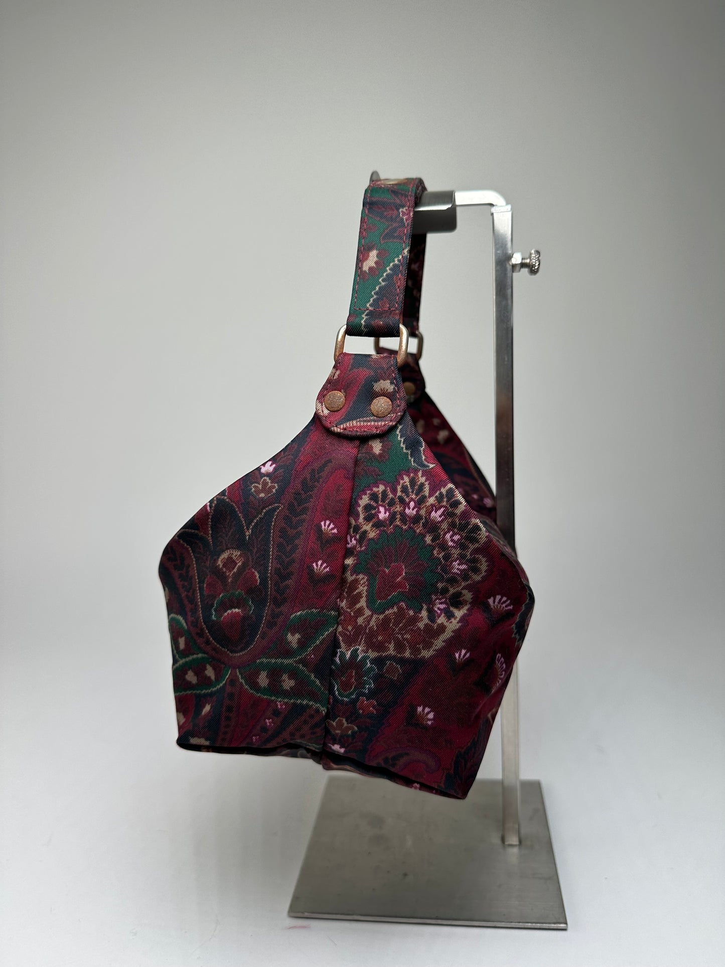 Vintage Etro Paisley Jacquard Cotton Shoulder Bag Purple Green