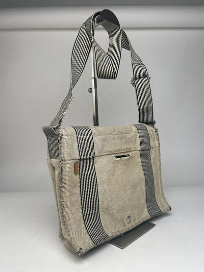 Vintage Hermes Canvas Shoulder Bag Beige