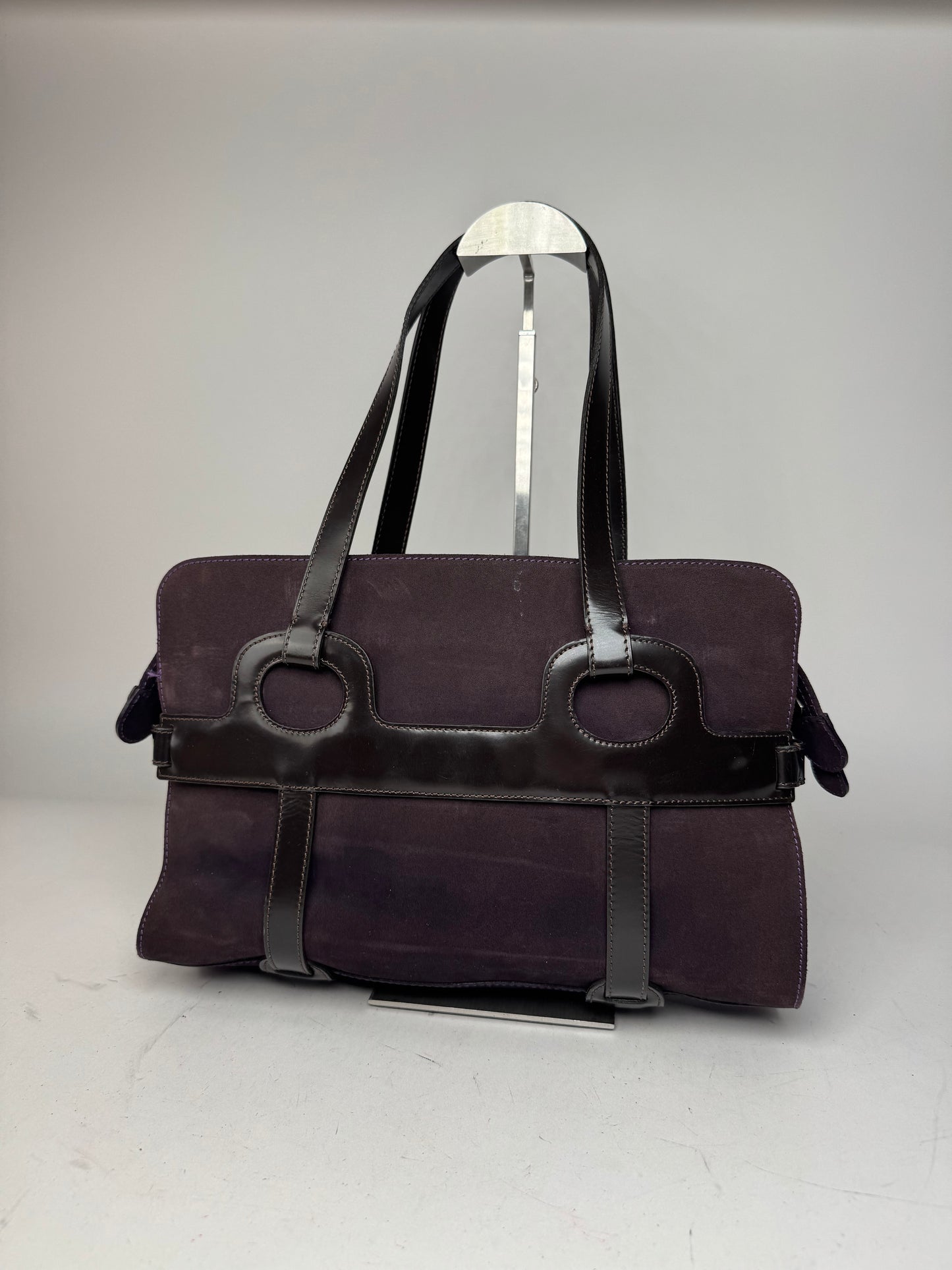 Vintage Marni Suede Patent Leather Handbag Purple