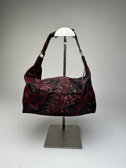 Vintage Etro Paisley Jacquard Cotton Shoulder Bag Purple Green