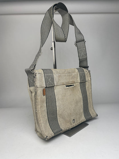 Vintage Hermes Canvas Shoulder Bag Beige