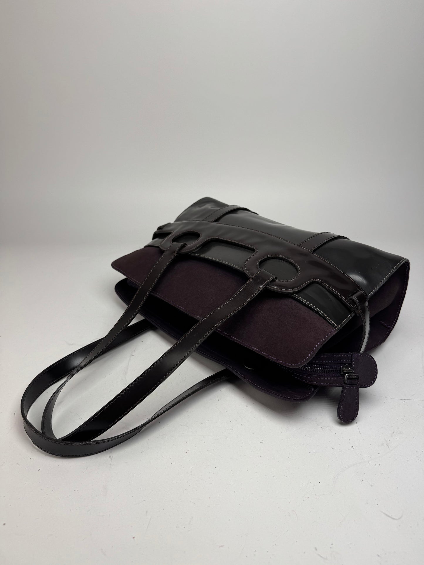 Vintage Marni Suede Patent Leather Handbag Purple