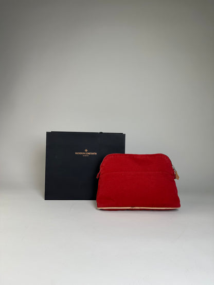 Vintage Hermes Cotton Canvas Pouch Red