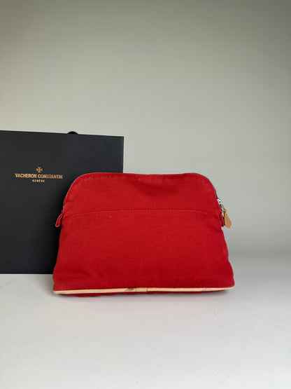 Vintage Hermes Cotton Canvas Pouch Red