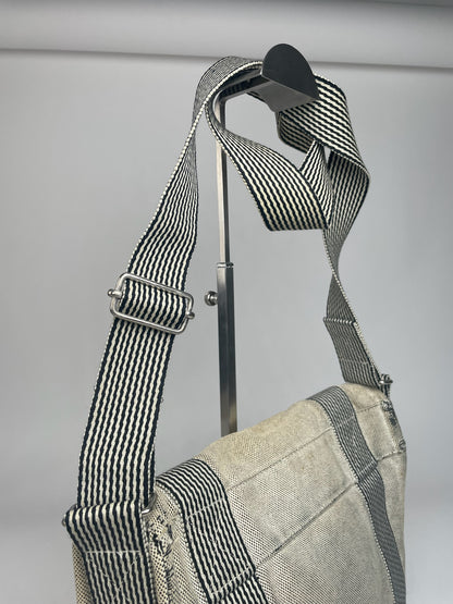 Vintage Hermes Canvas Shoulder Bag Beige