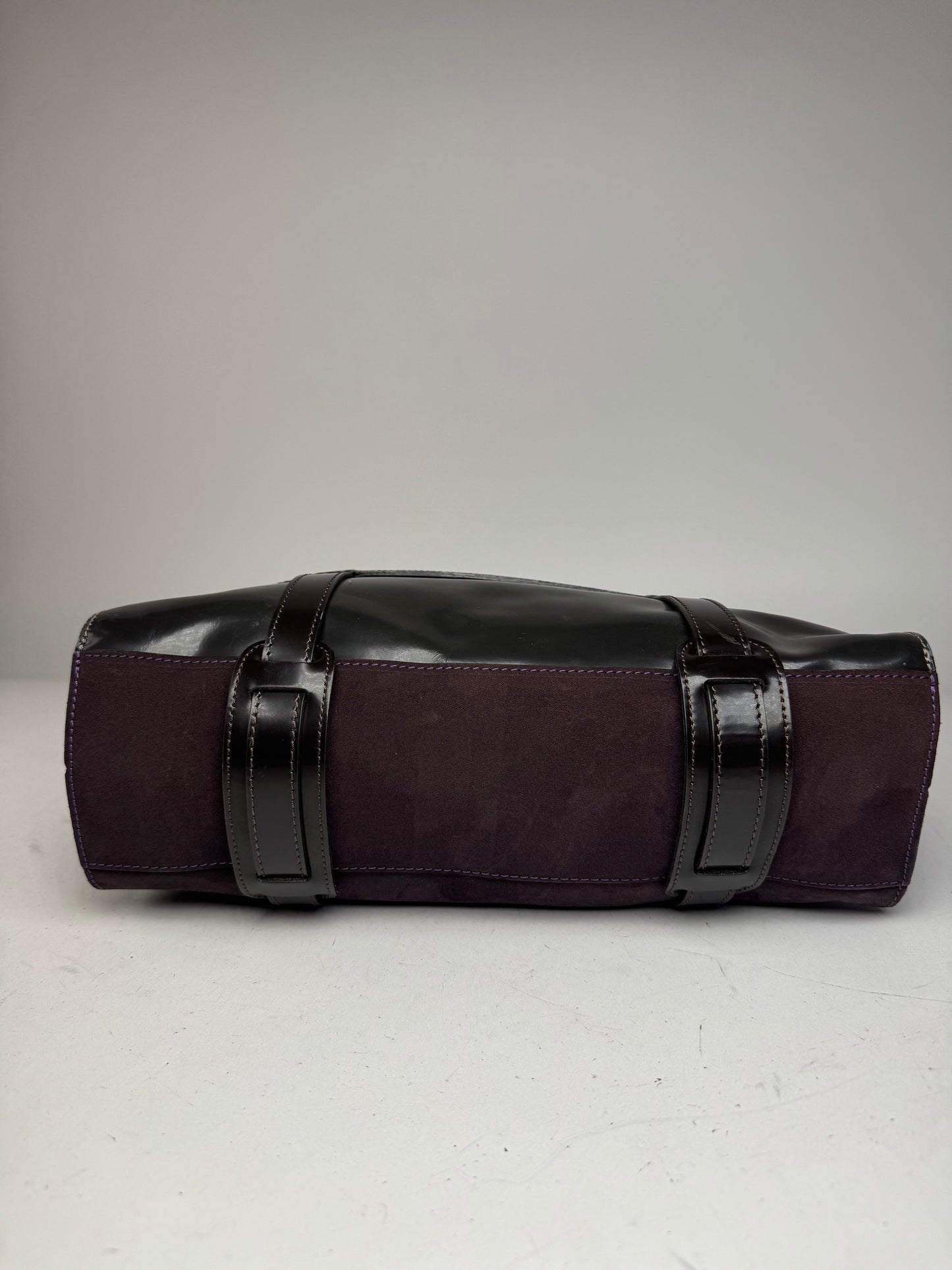Vintage Marni Suede Patent Leather Handbag Purple