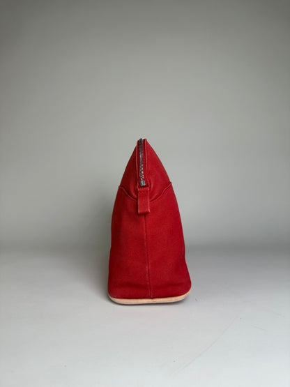 Vintage Hermes Cotton Canvas Pouch Red