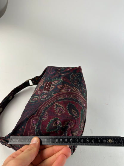 Vintage Etro Paisley Jacquard Cotton Shoulder Bag Purple Green