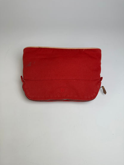 Vintage Hermes Cotton Canvas Pouch Red