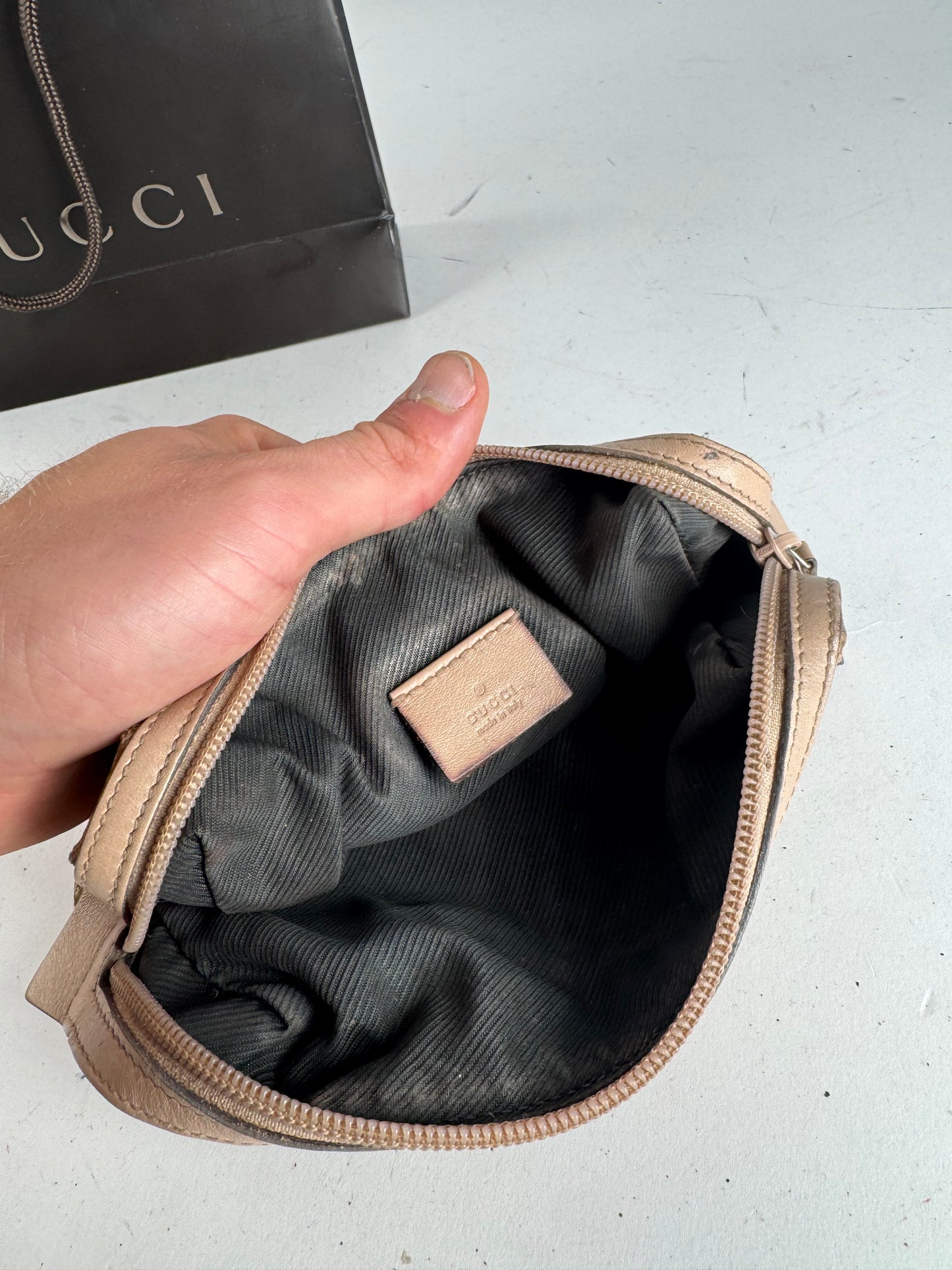 Vintage Gucci Monogram Mini Bag/Pouch Beige Pink