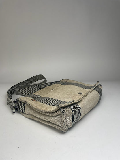Vintage Hermes Canvas Shoulder Bag Beige