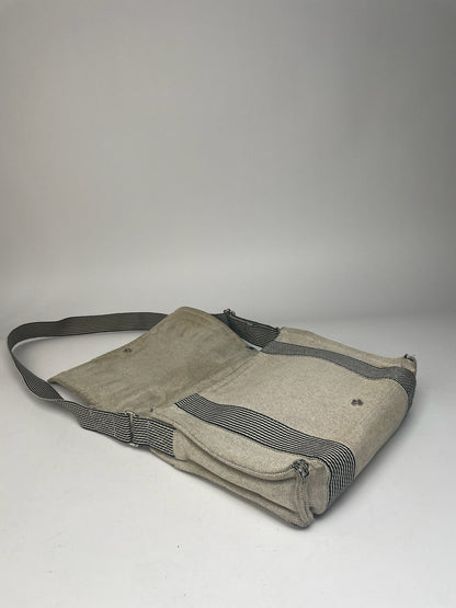 Vintage Hermes Canvas Shoulder Bag Beige