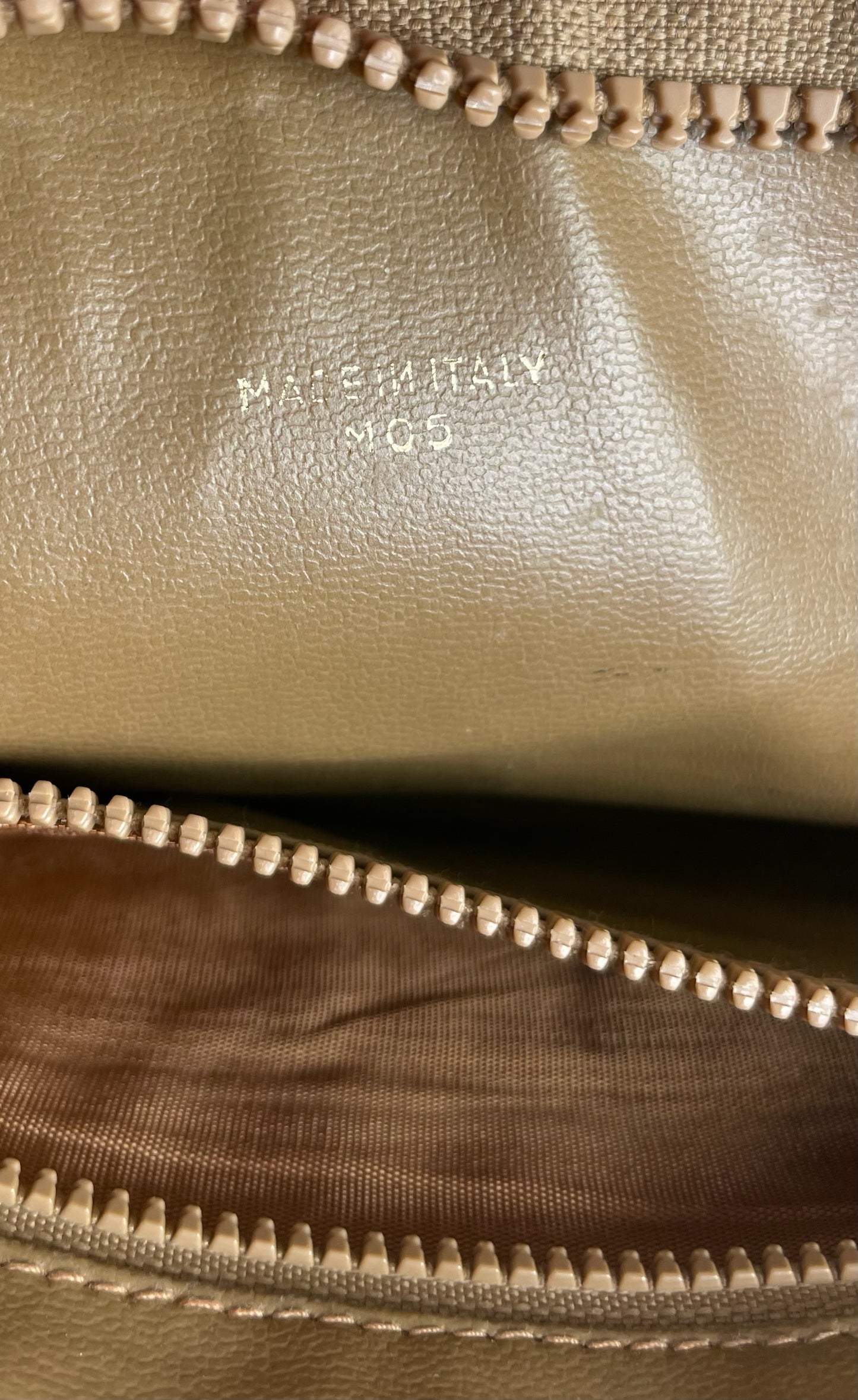 Vintage Celine Paris Triomphe Monogram Leather Clutch Beige Brown