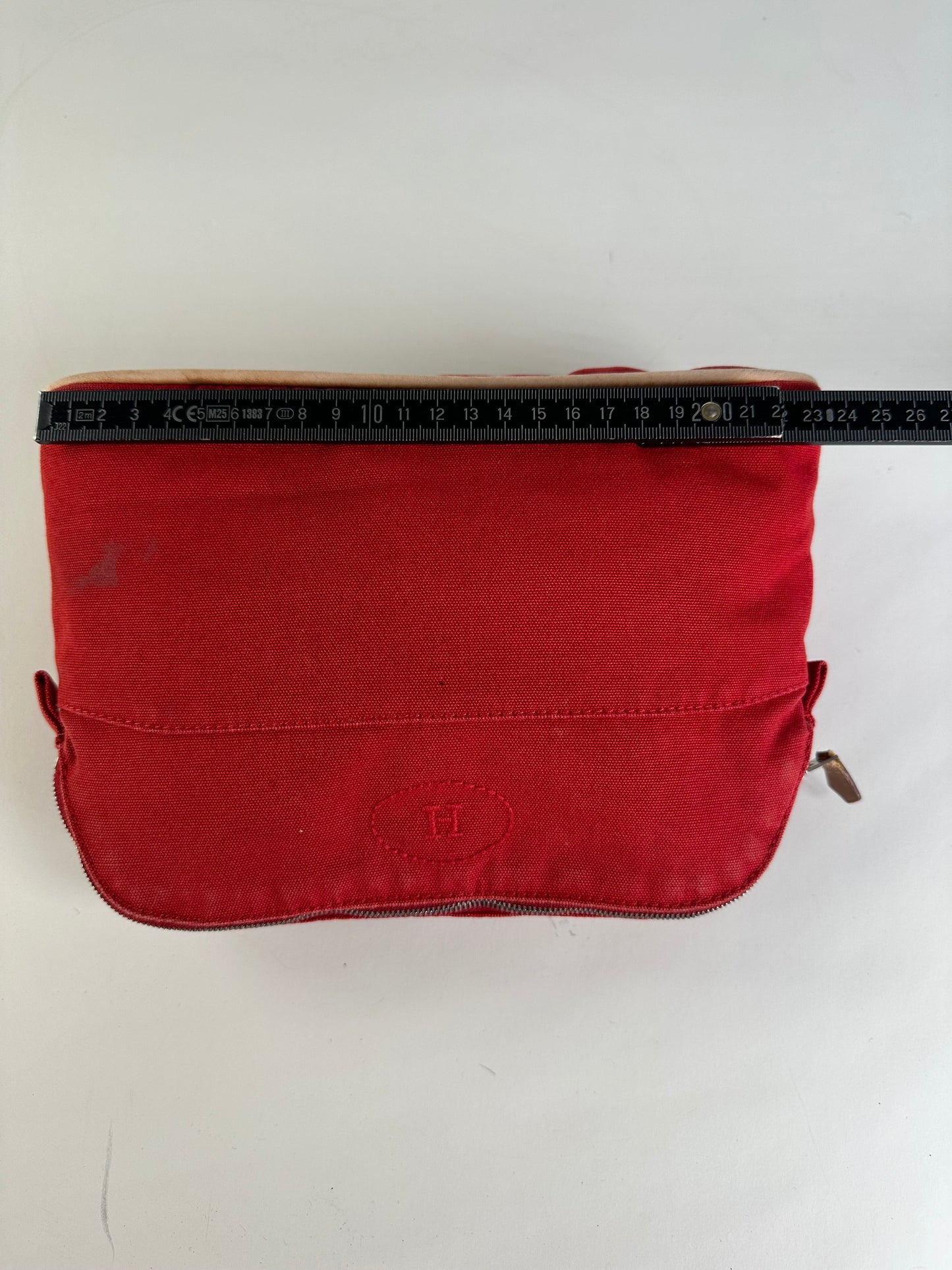 Vintage Hermes Cotton Canvas Pouch Red