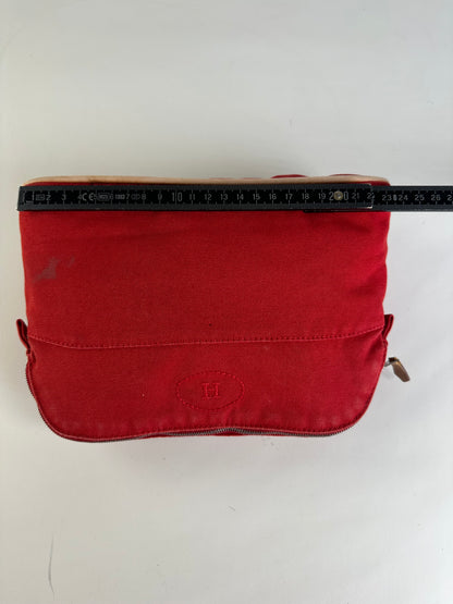 Vintage Hermes Cotton Canvas Pouch Red