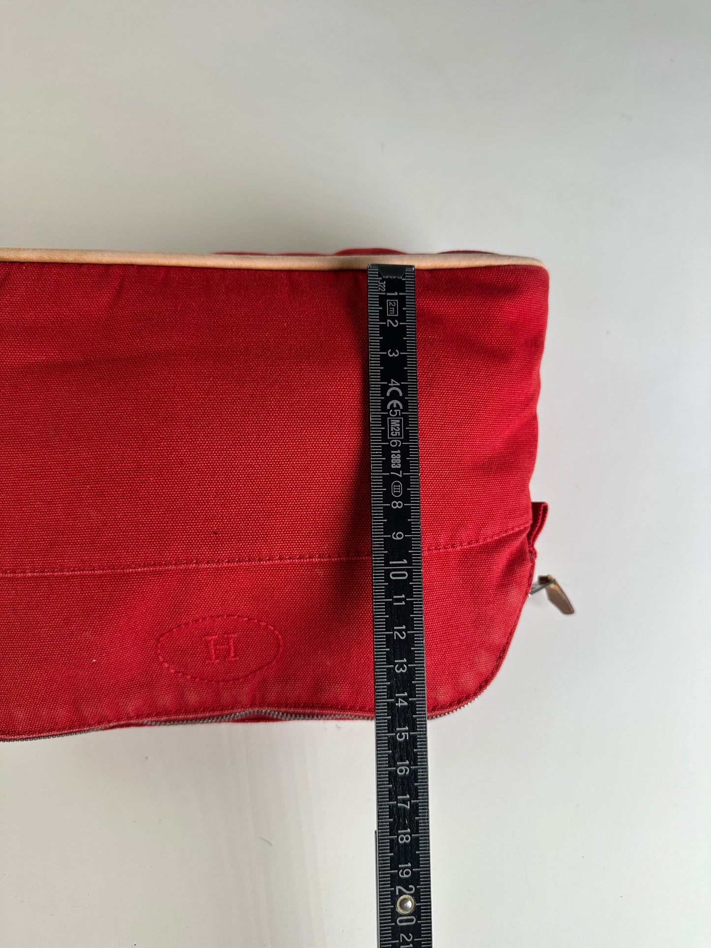 Vintage Hermes Cotton Canvas Pouch Red