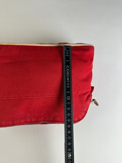 Vintage Hermes Cotton Canvas Pouch Red