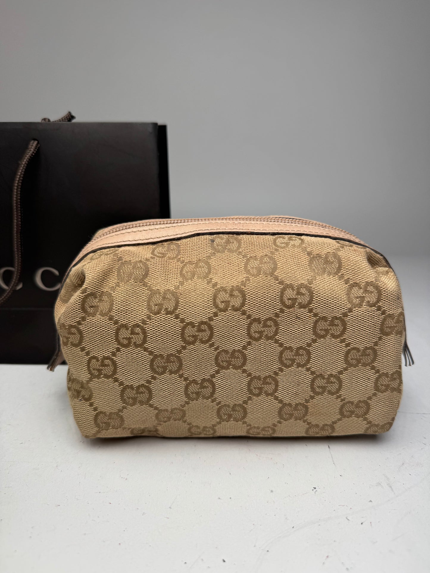 Vintage Gucci Monogram Mini Bag/Pouch Beige Pink