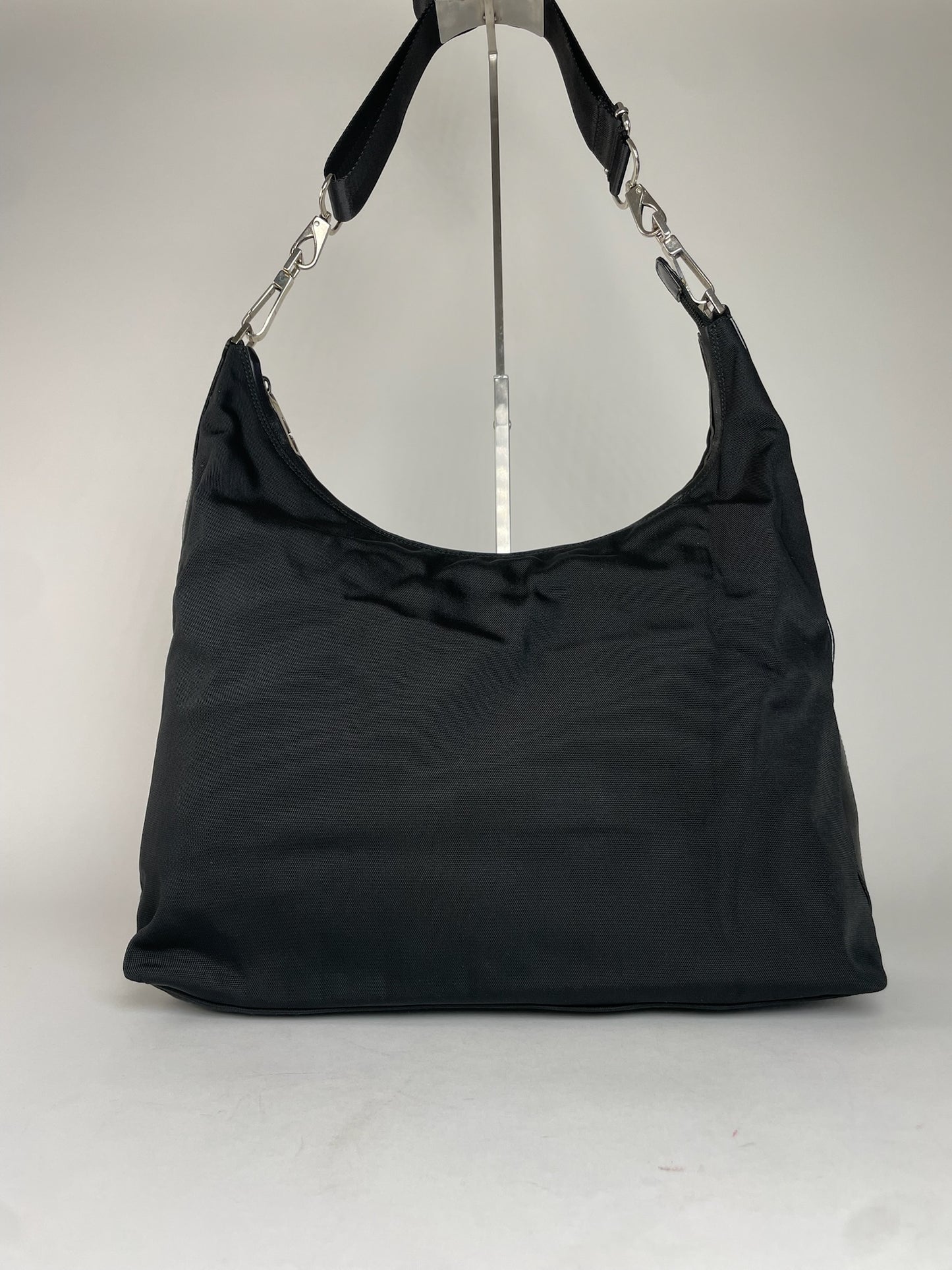 Vintage Gucci Leather / Canvas Hobo Handbag Black
