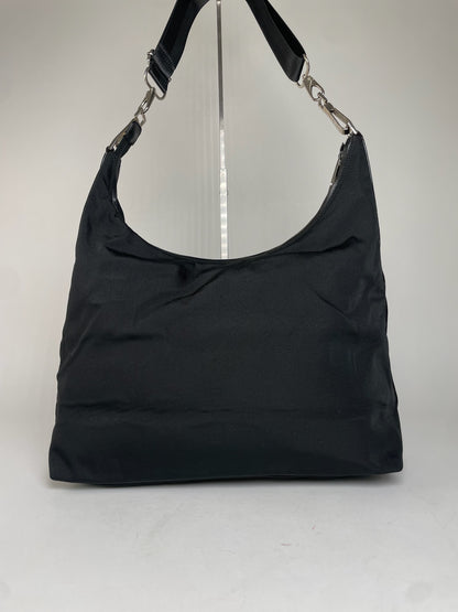 Vintage Gucci Leather / Canvas Hobo Handbag Black