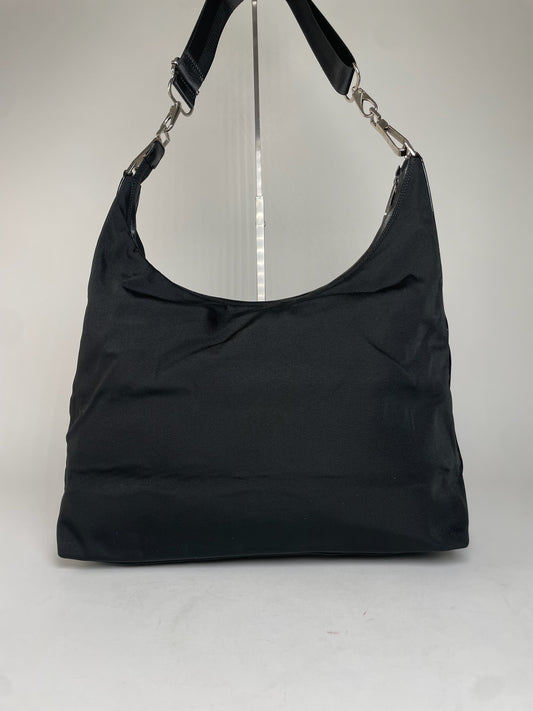 Vintage Gucci Leather / Canvas Hobo Handbag Black