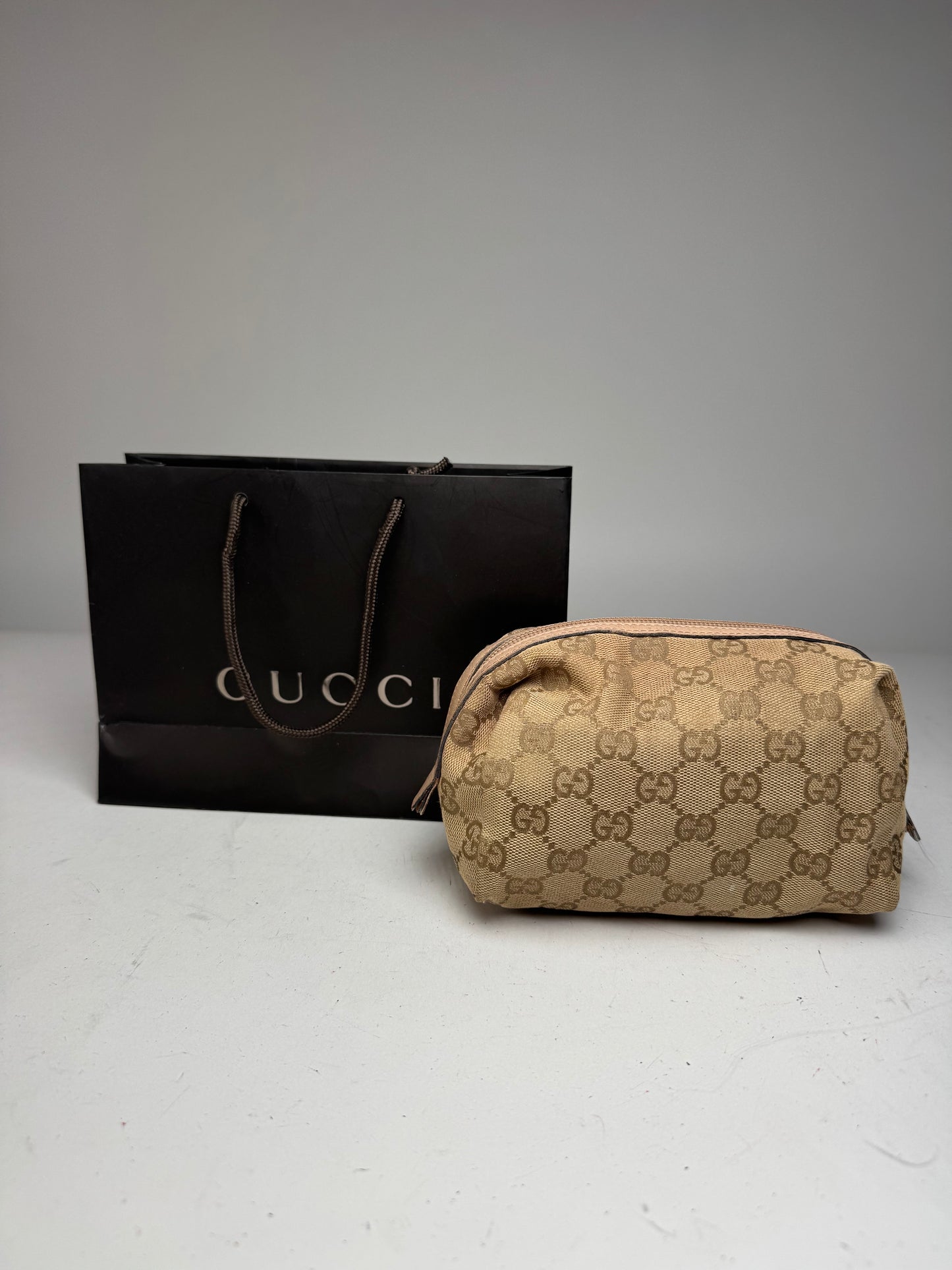 Vintage Gucci Monogram Mini Bag/Pouch Beige Pink
