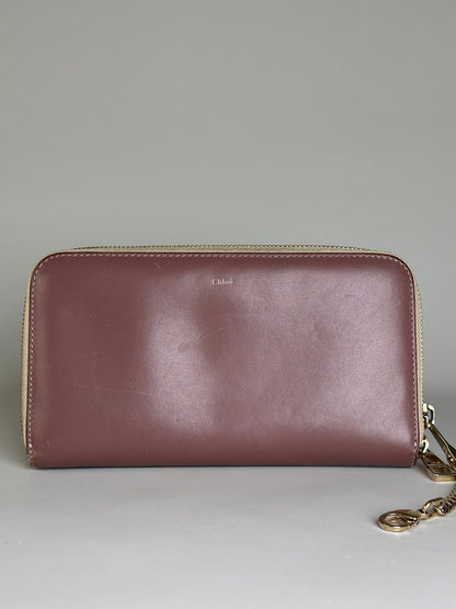 Vintage Chloe Leather Zip Wallet Dusty Rose Gold