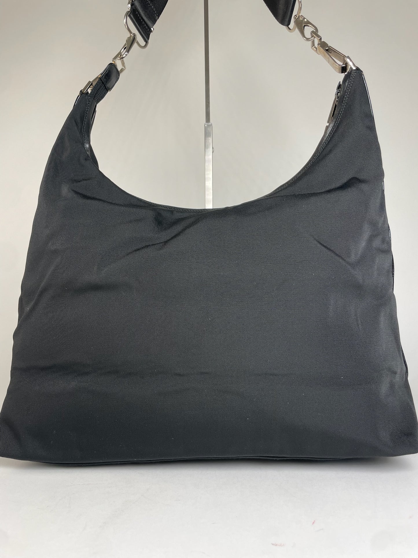 Vintage Gucci Leather / Canvas Hobo Handbag Black