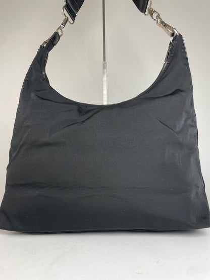 Vintage Gucci Leather / Canvas Hobo Handbag Black