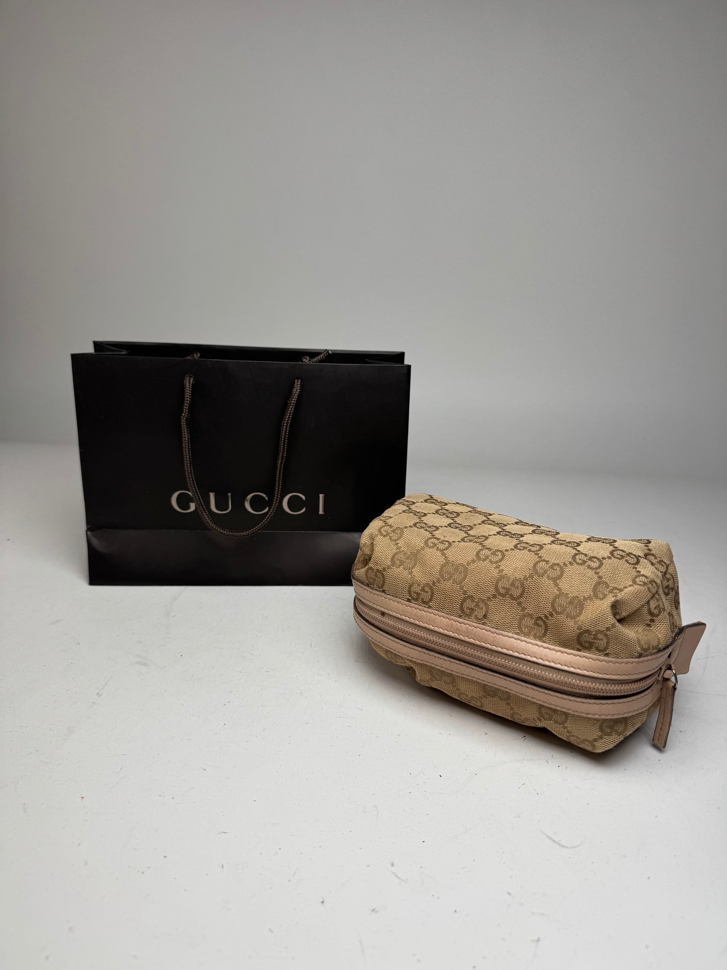 Vintage Gucci Monogram Mini Bag/Pouch Beige Pink