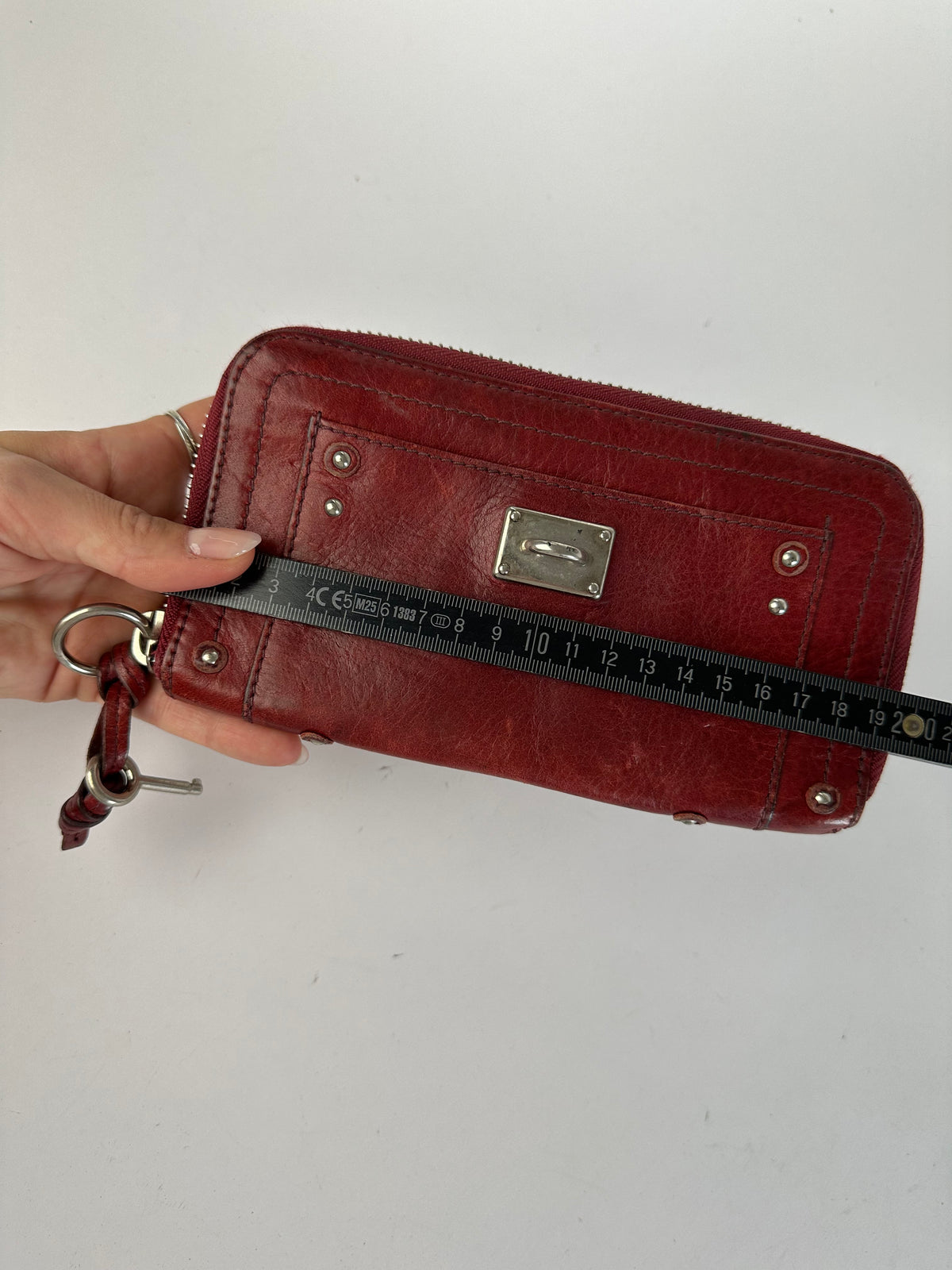 Vintage Chloé Grained Leather Zip Around Wallet Dark Red