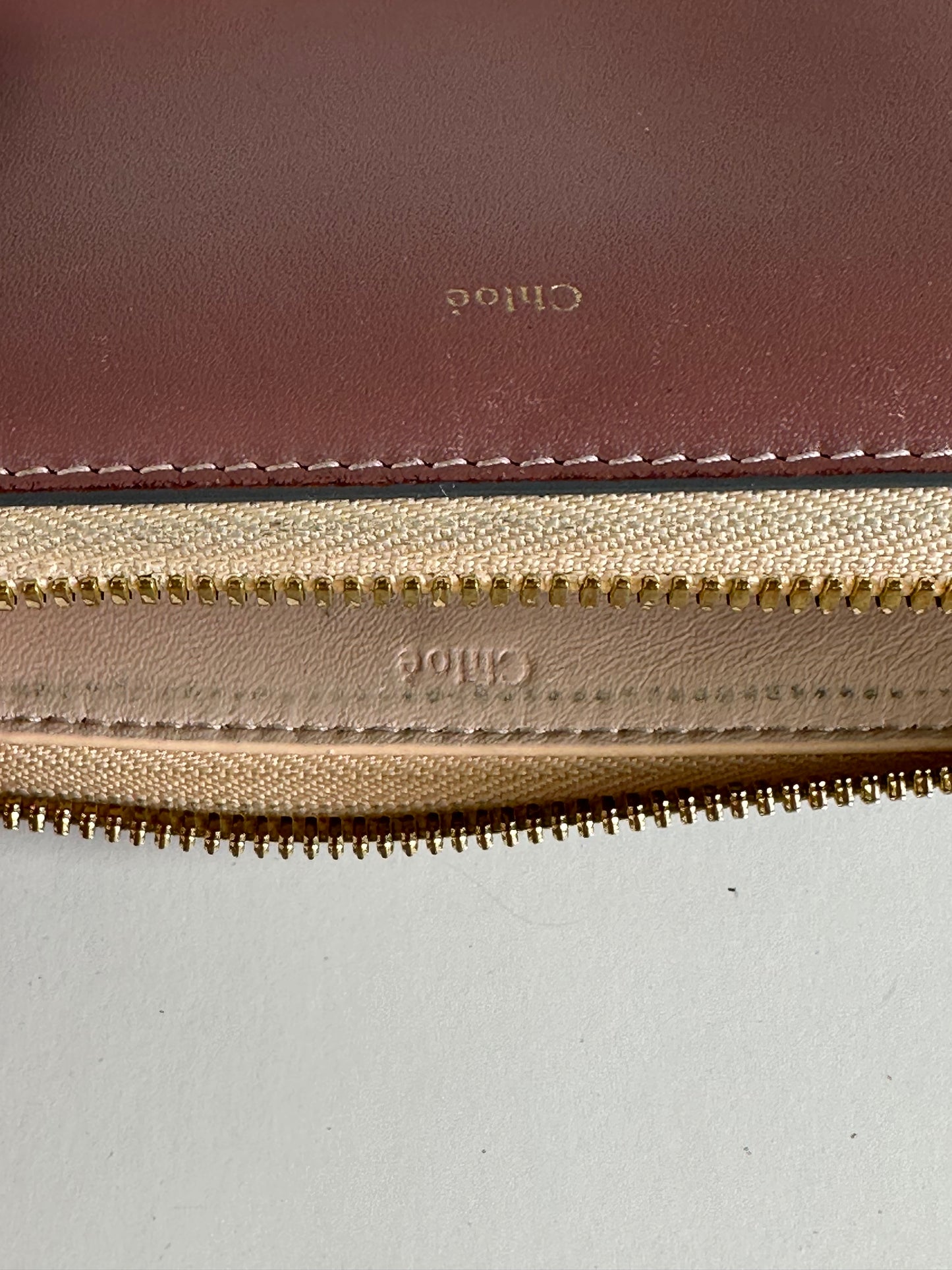 Vintage Chloe Leather Zip Wallet Dusty Rose Gold