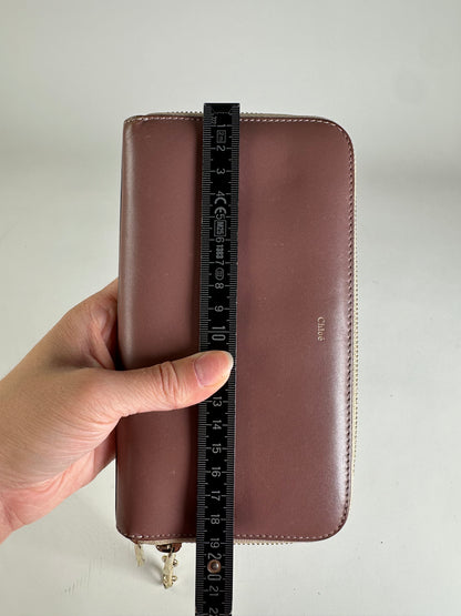 Vintage Chloe Leather Zip Wallet Dusty Rose Gold
