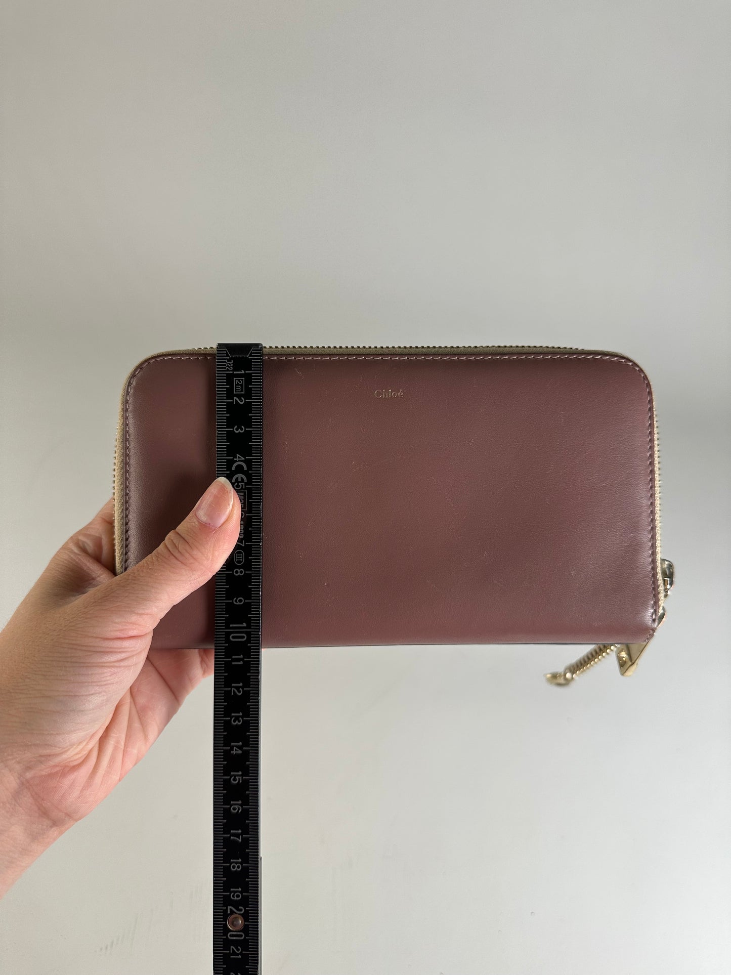 Vintage Chloe Leather Zip Wallet Dusty Rose Gold