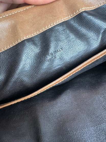 Vintage Celine Paris Triomphe Monogram Chain Leather Bag Brown