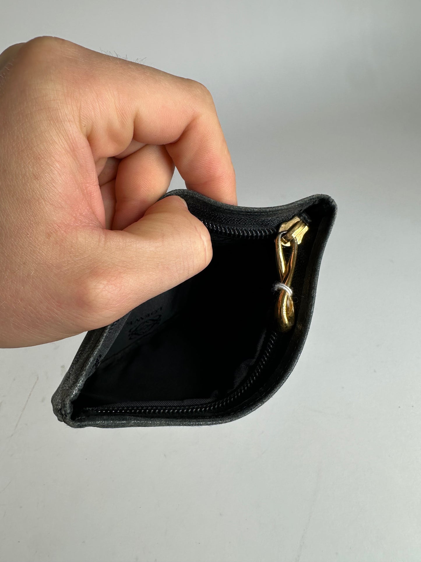 Vintage Loewe Anagram Soft Leather Zip Clutch Pouch Black
