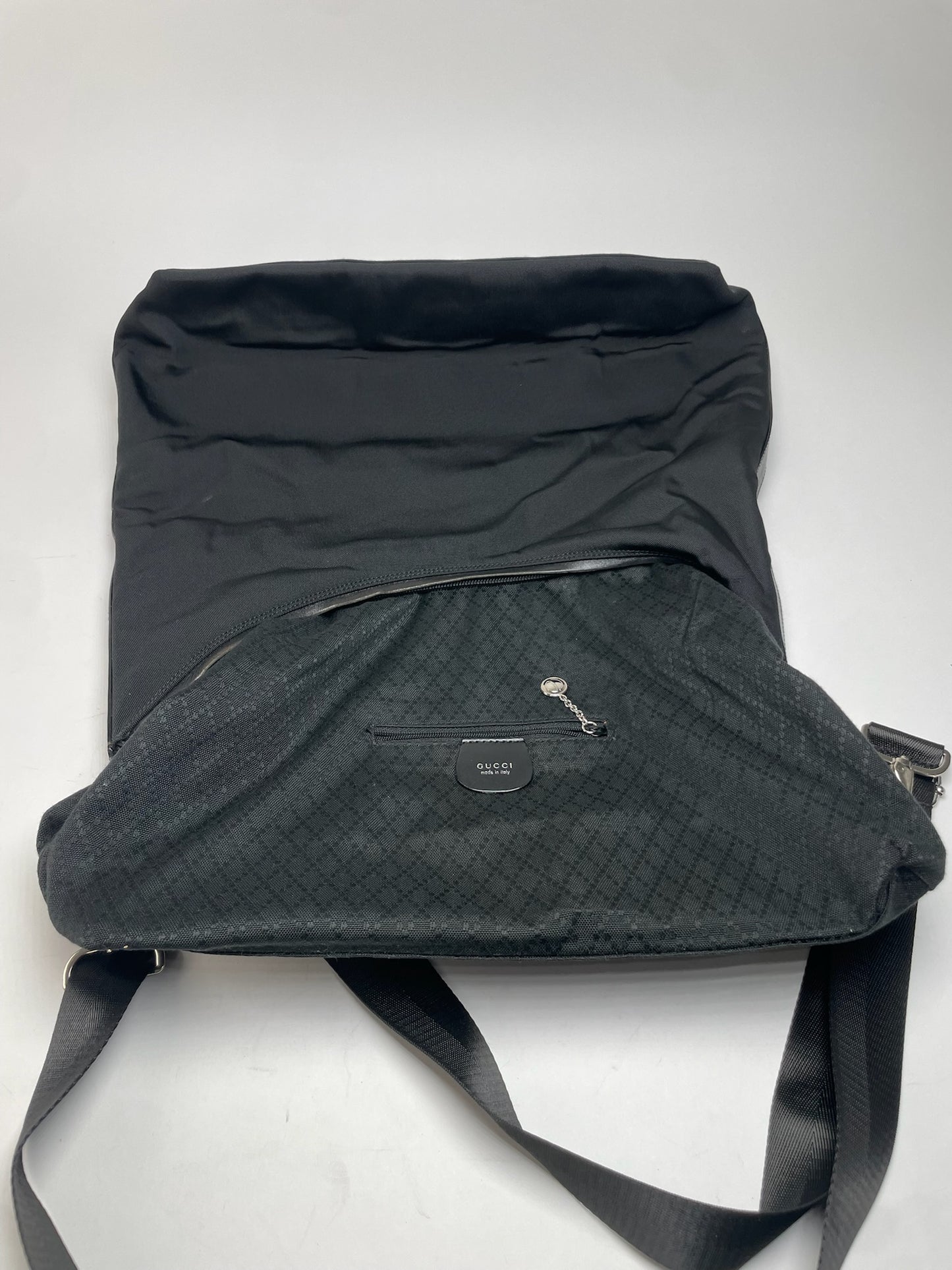 Vintage Gucci Leather / Canvas Hobo Handbag Black