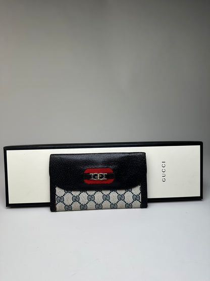 Vintage Gucci GG Supreme Wallet Black Beige Gold