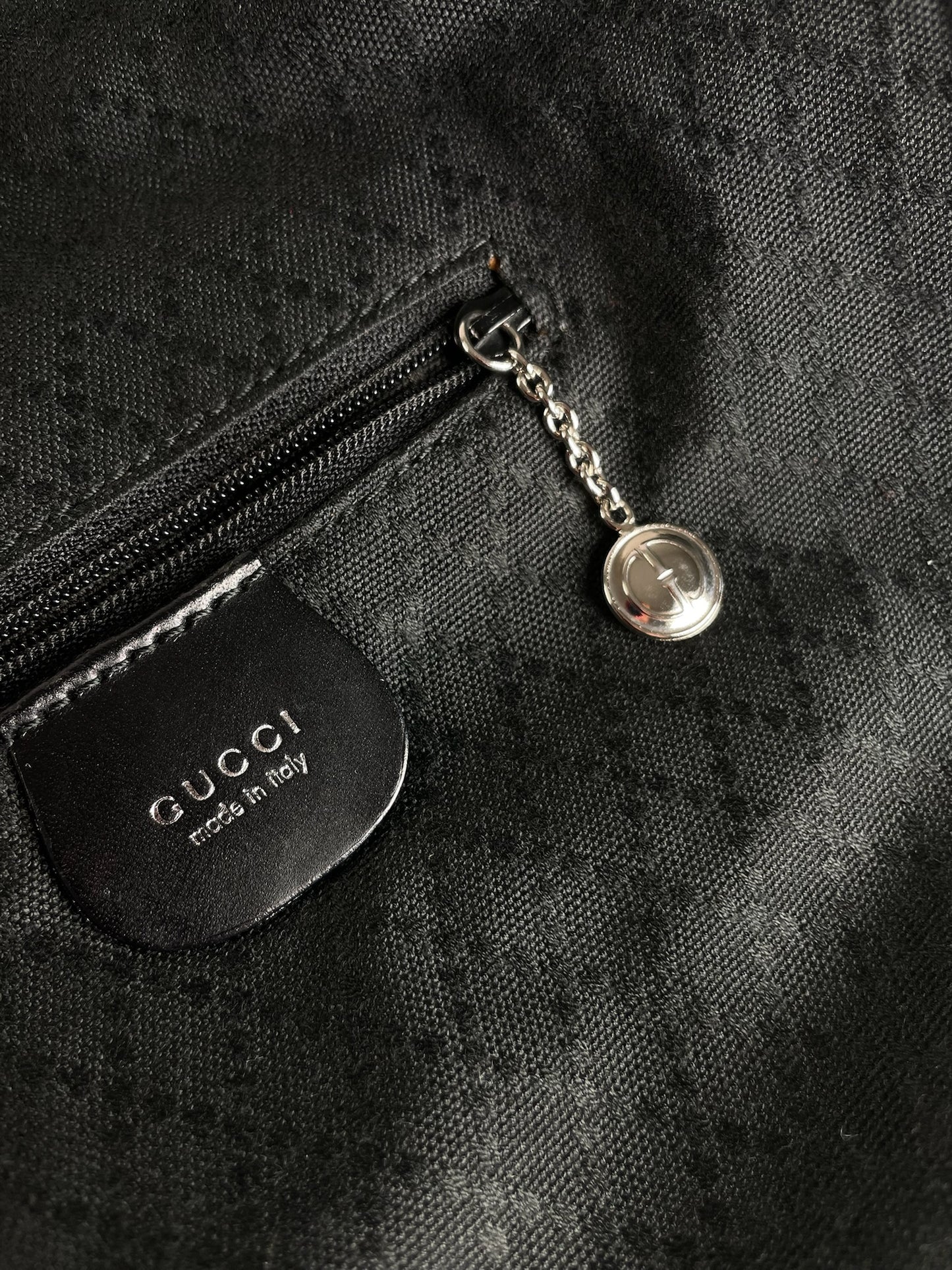 Vintage Gucci Leather / Canvas Hobo Handbag Black