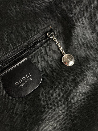 Vintage Gucci Leather / Canvas Hobo Handbag Black