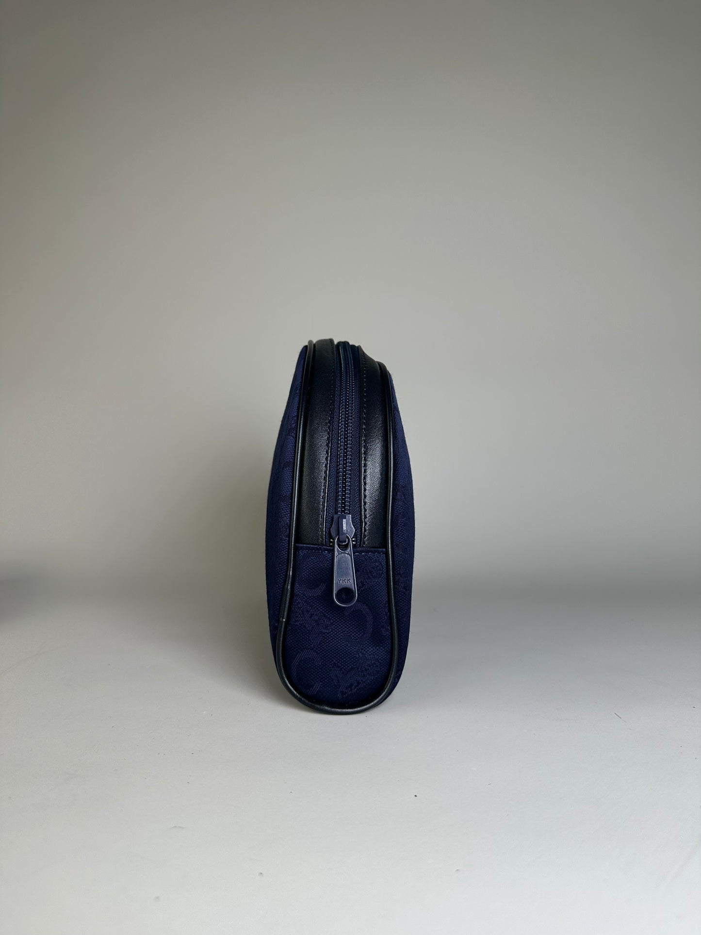 Vintage Celine Macadam Coated Canvas Cosmetic Bag Dark Blue