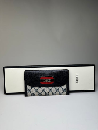Vintage Gucci GG Supreme Wallet Black Beige Gold