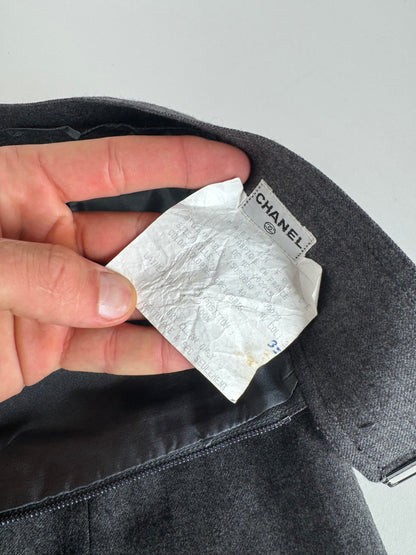 Vintage Chanel Wool Skirt Grey 36/S